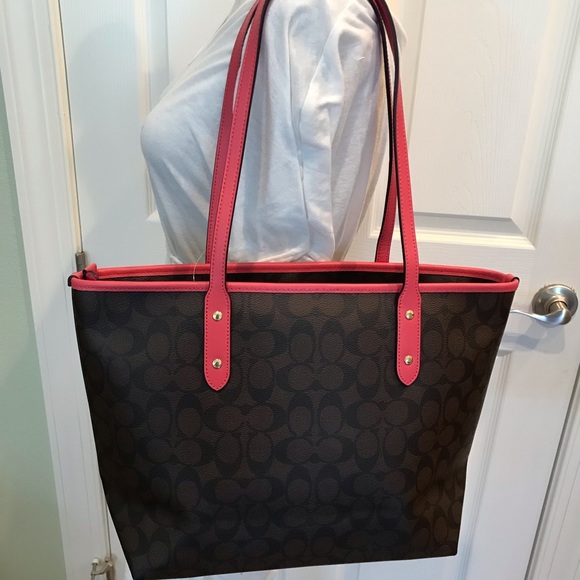 Coach signature city zip strawberry tote brown - Picture 6 of 8